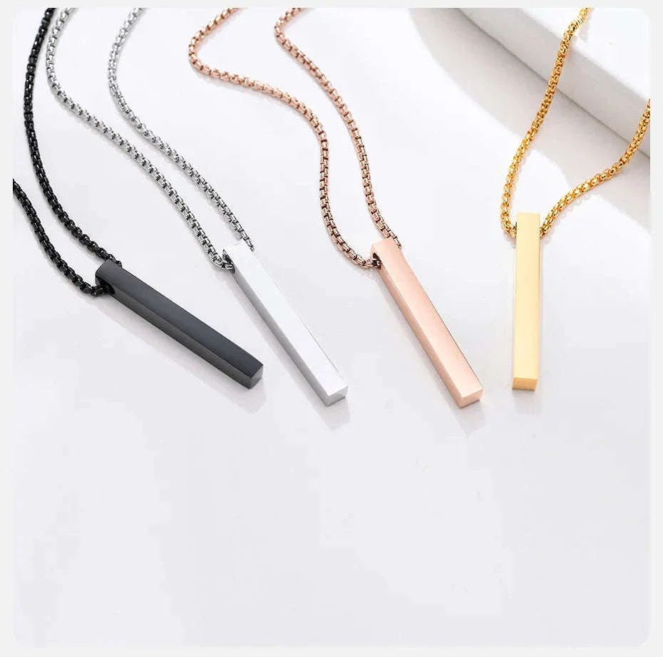 5mm Stainless Steel Pillar Necklace for Men & Women - Image 16