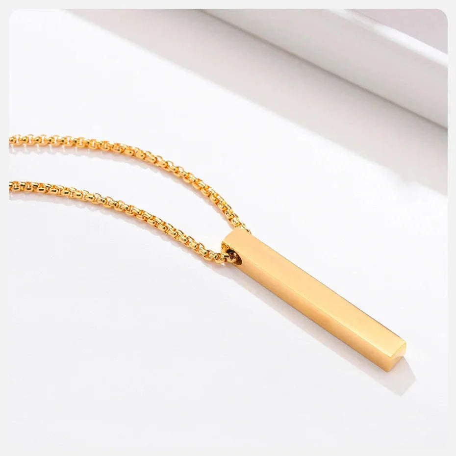 5mm Stainless Steel Pillar Necklace for Men & Women - Image 19