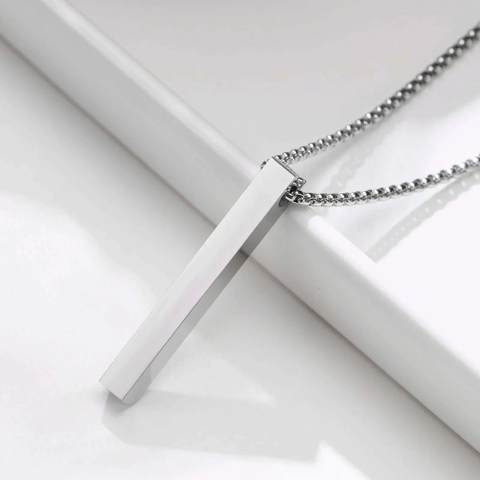 5mm Stainless Steel Pillar Necklace for Men & Women - Image 36
