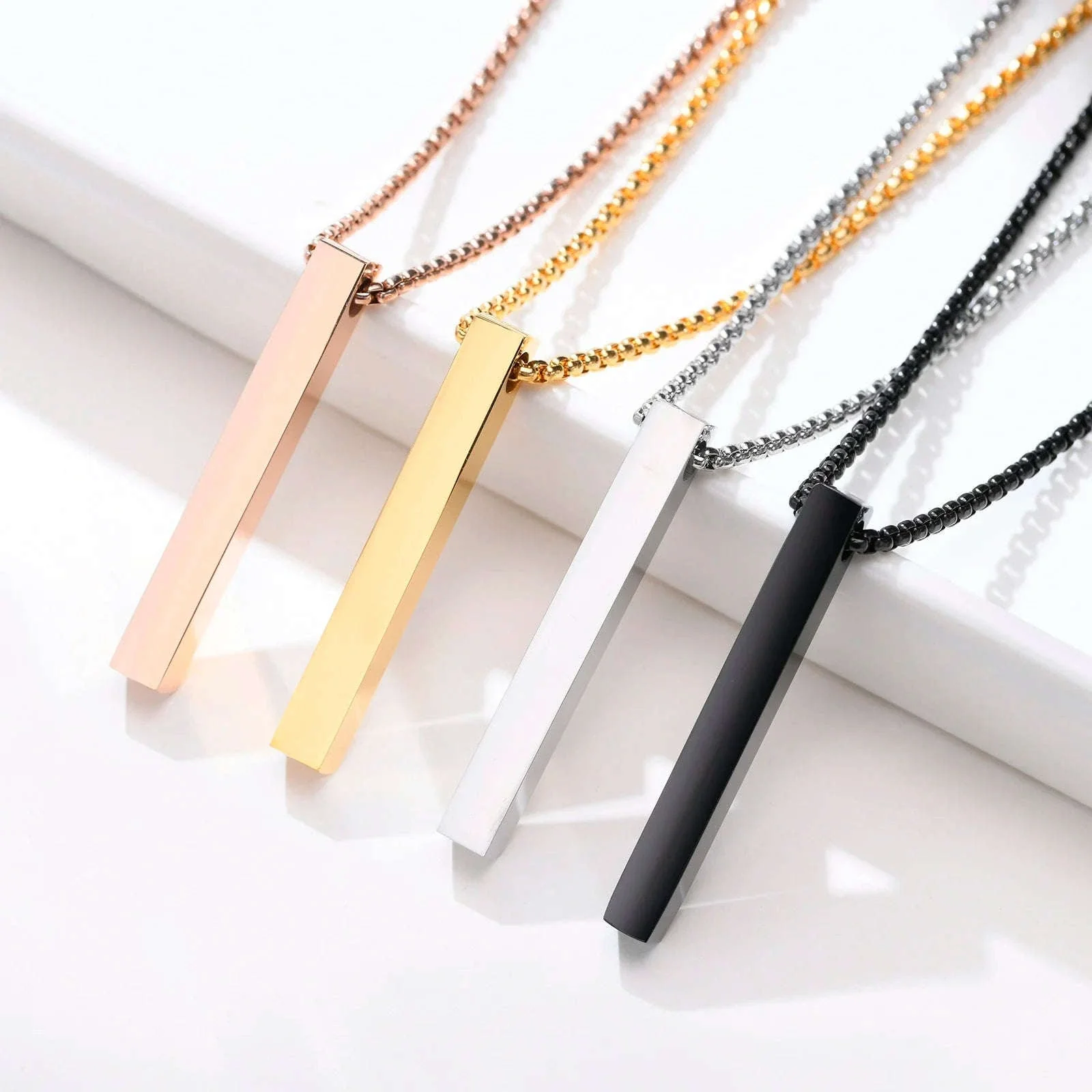 5mm Stainless Steel Pillar Necklace for Men & Women - Image 5