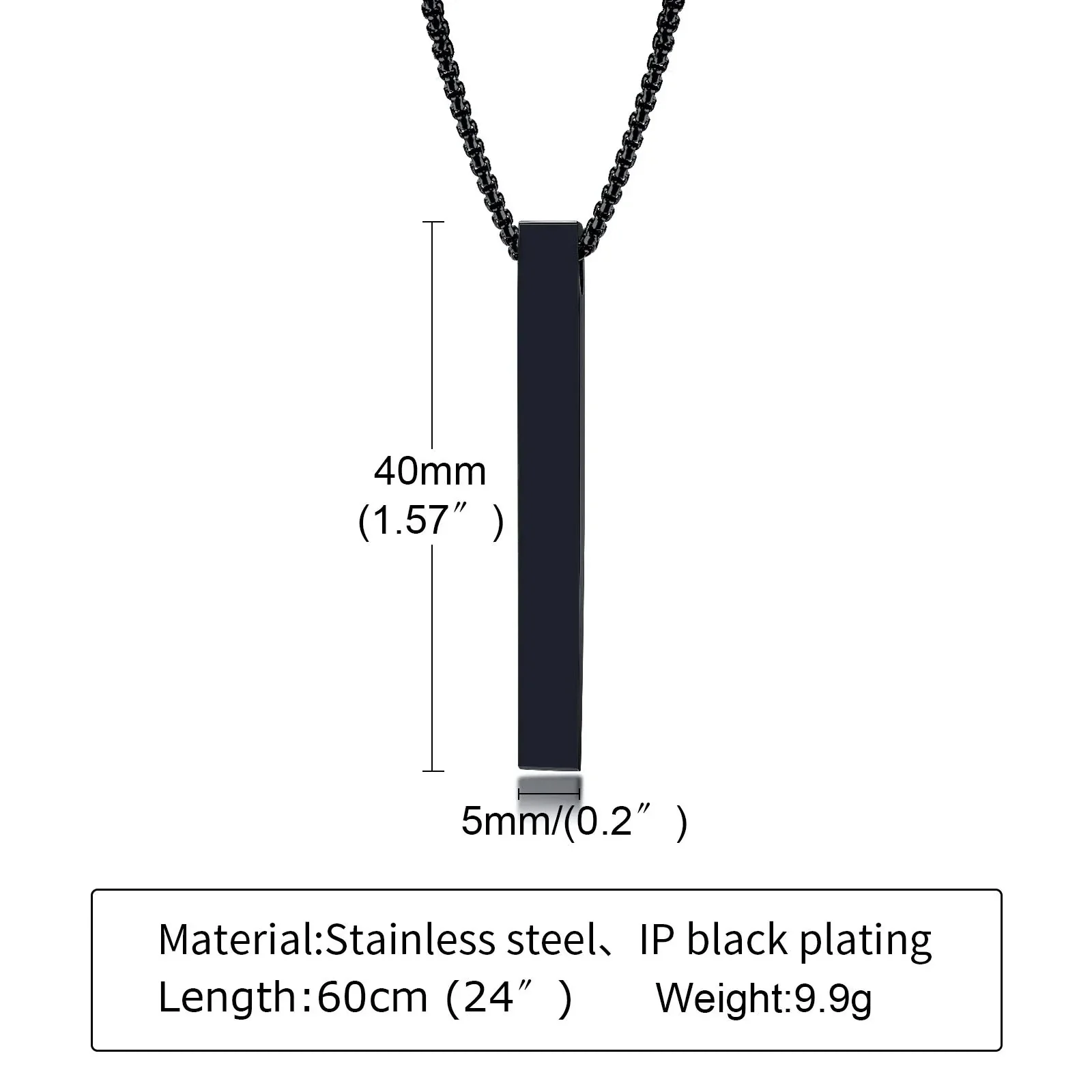 5mm Stainless Steel Pillar Necklace for Men & Women - Image 6