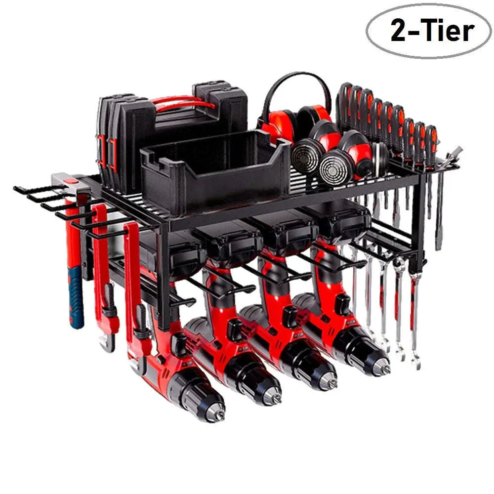 Wall Mounted Garage Tool Organizer Heavy Duty Metal Rack Shelf - Image 4