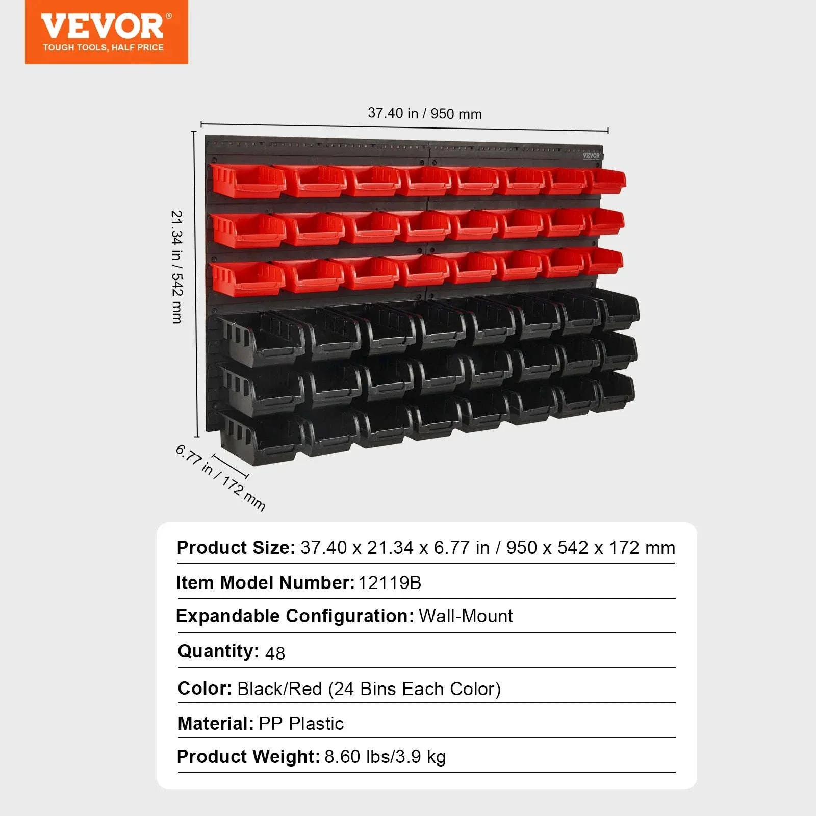 Wall Mounted Storage Bins Organizer Rack with 30/48 Compartments - Image 15