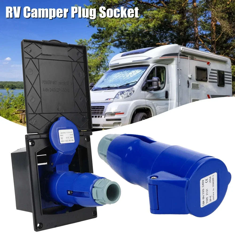 Waterproof Caravan Flush Mount Plug Socket 220-240V 16A
