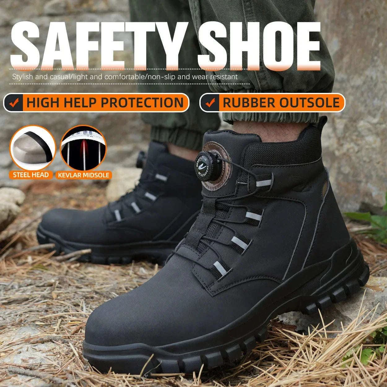Waterproof Steel Toe Work Boots for Men with Ankle Support - Image 3