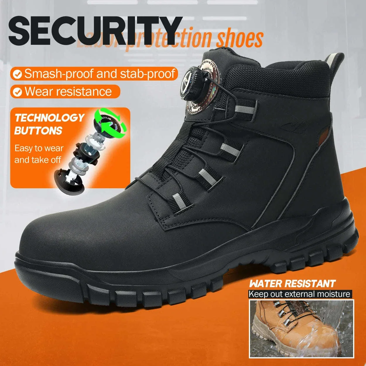 Waterproof Steel Toe Work Boots for Men with Ankle Support - Image 4
