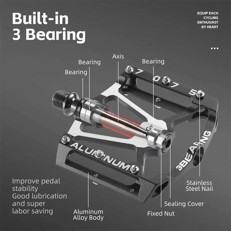 3 Bearing Bike Pedals CNC Aluminum Alloy, Smooth Ride Control - Image 5