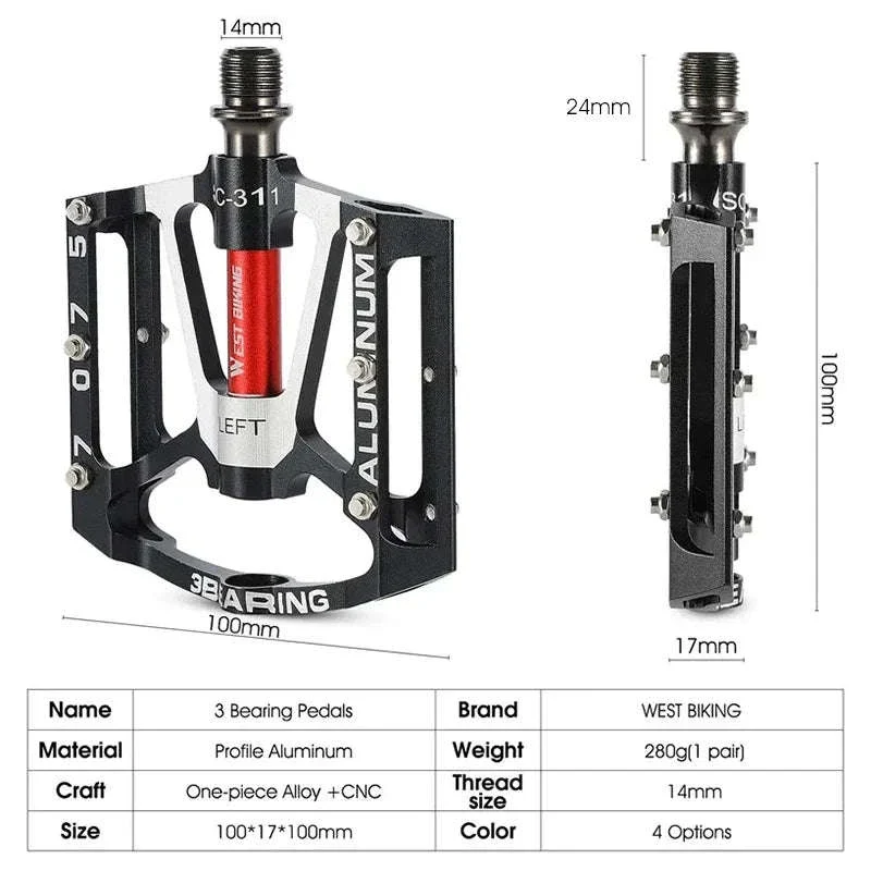 3 Bearing Bike Pedals CNC Aluminum Alloy, Smooth Ride Control - Image 9