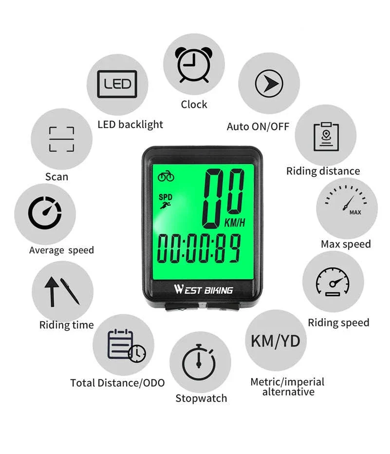 Bicycle Wireless Computer with Backlight Odometer and Speedometer - Image 12