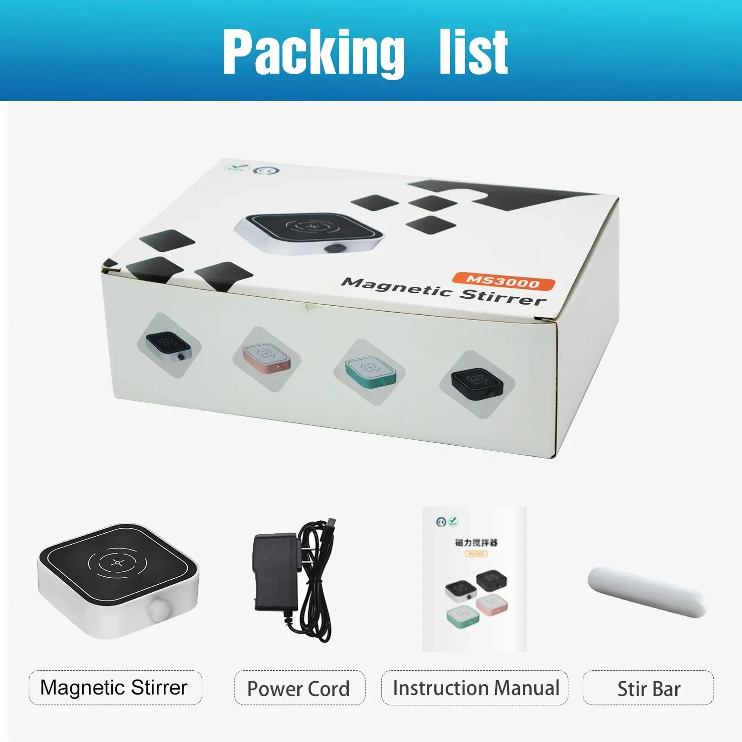 Mini Magnetic Stirrer 2000rpm/3000rpm with Stir Bar - Image 5