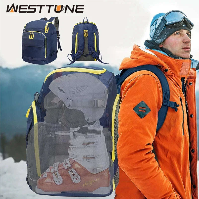 50L Ski Boot Bag Backpack for Boots, Helmet and Gear
