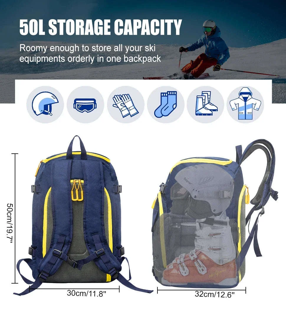 50L Ski Boot Bag Backpack for Boots, Helmet and Gear - Image 11