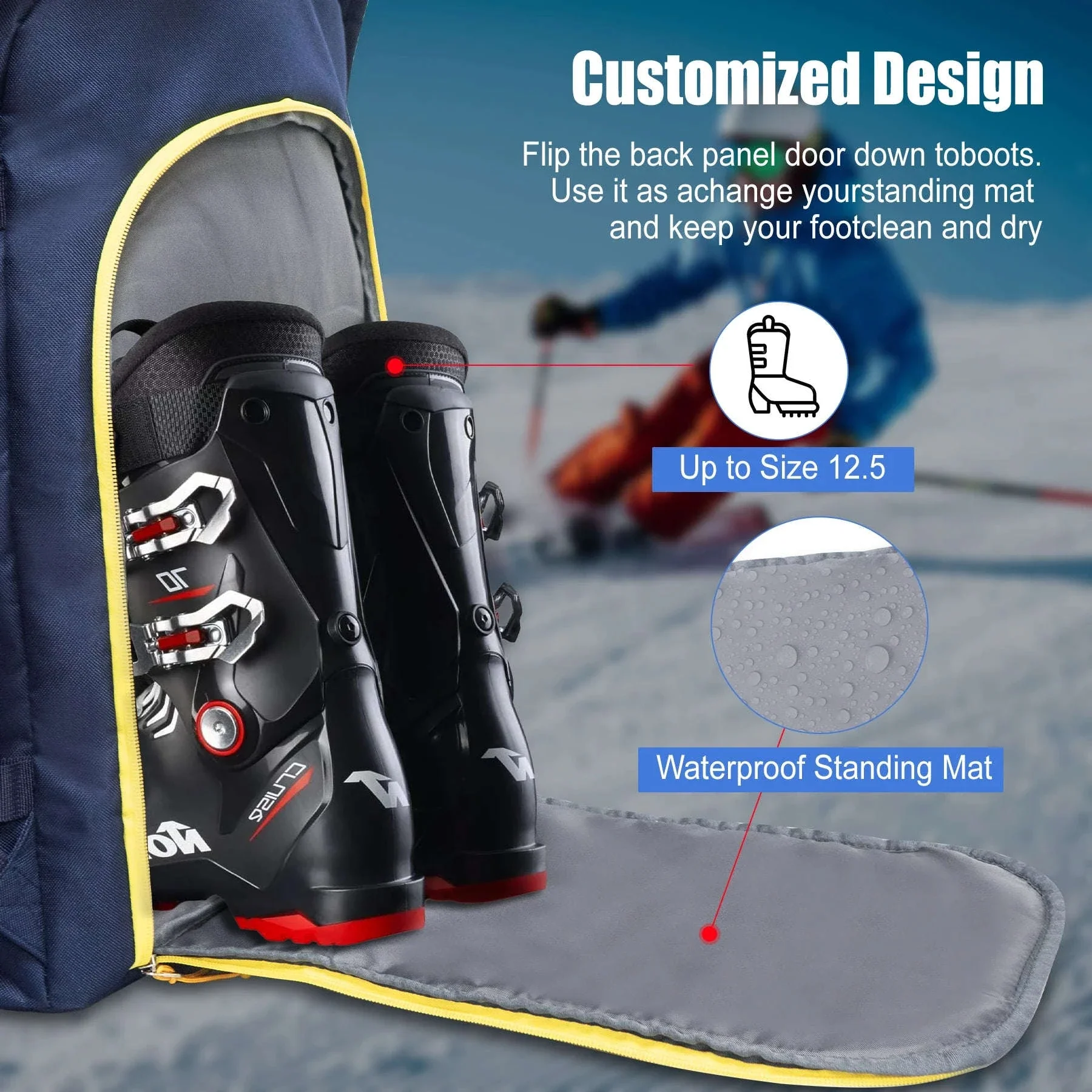 50L Ski Boot Bag Backpack for Boots, Helmet and Gear - Image 2
