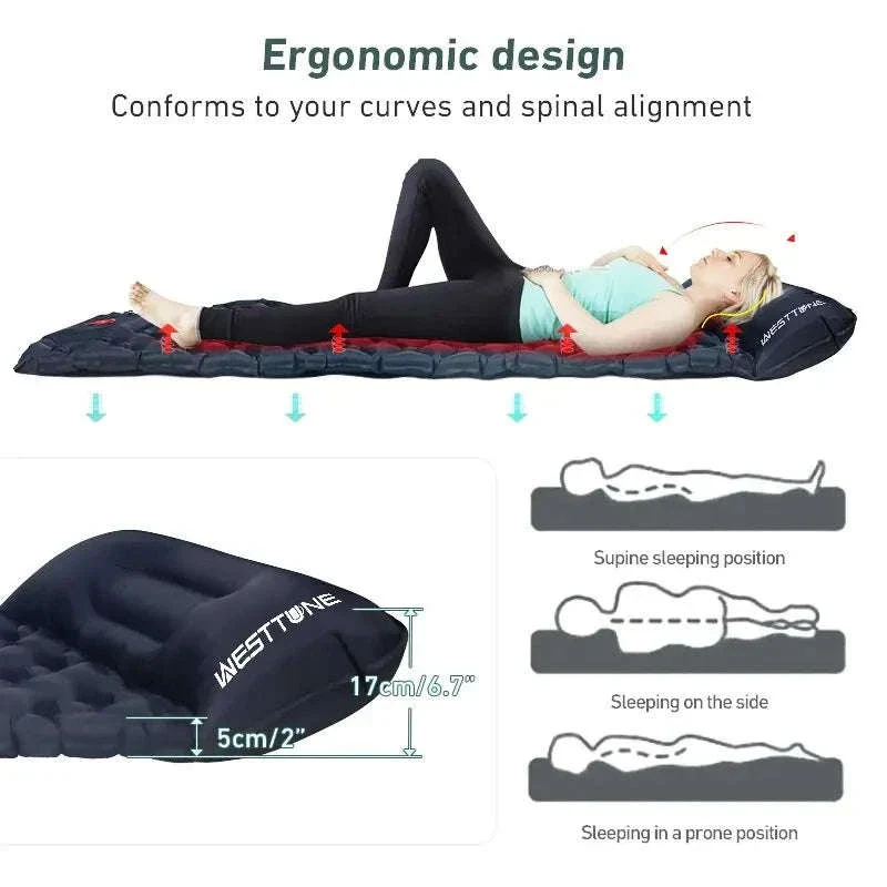 Camping Inflatable Mattress with Built-In Pump and Pillow - Image 2