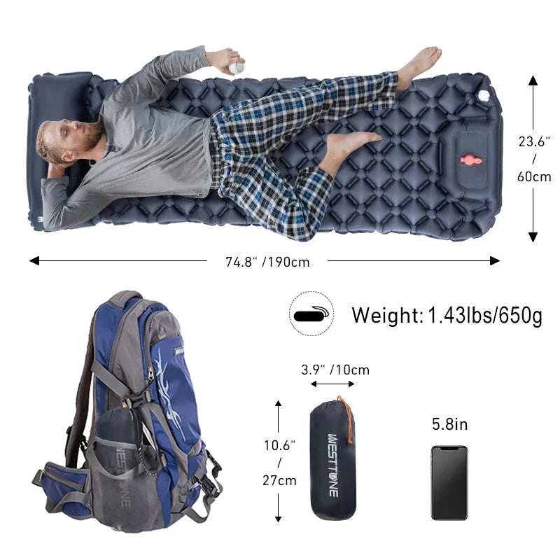 Camping Inflatable Mattress with Built-In Pump and Pillow - Image 4