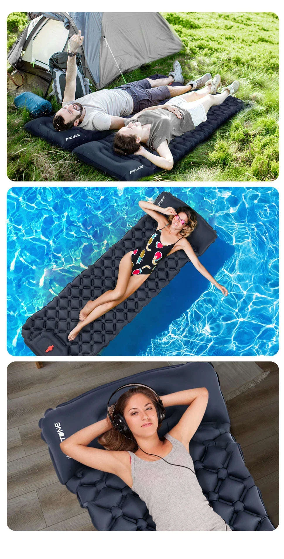 Inflatable Camping Mattress with Built-In Pump and Pillow - Image 12