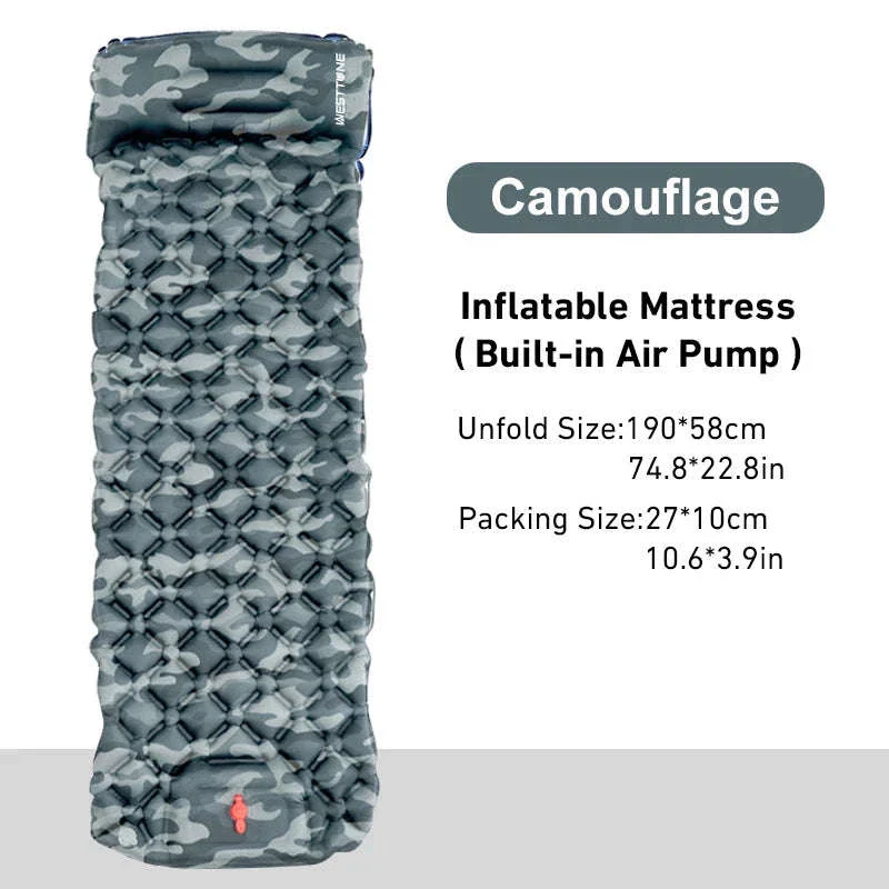 Inflatable Camping Mattress with Built-In Pump and Pillow - Image 17