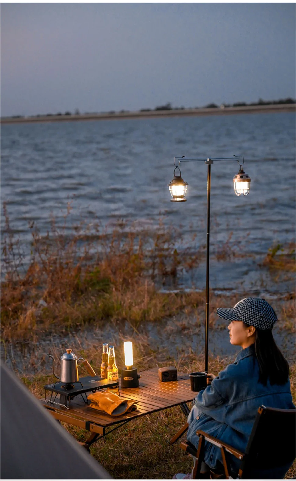 Camping Lantern Stand with Double Hooks, Foldable Aluminum Pole - Image 17