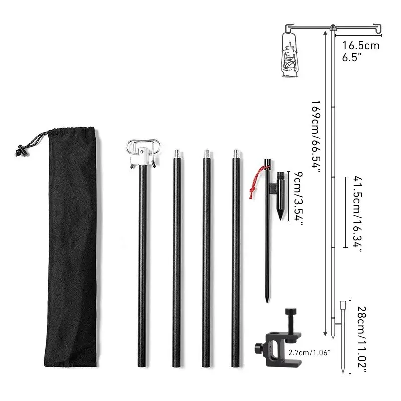 Camping Lantern Stand with Double Hooks, Foldable Aluminum Pole - Image 18