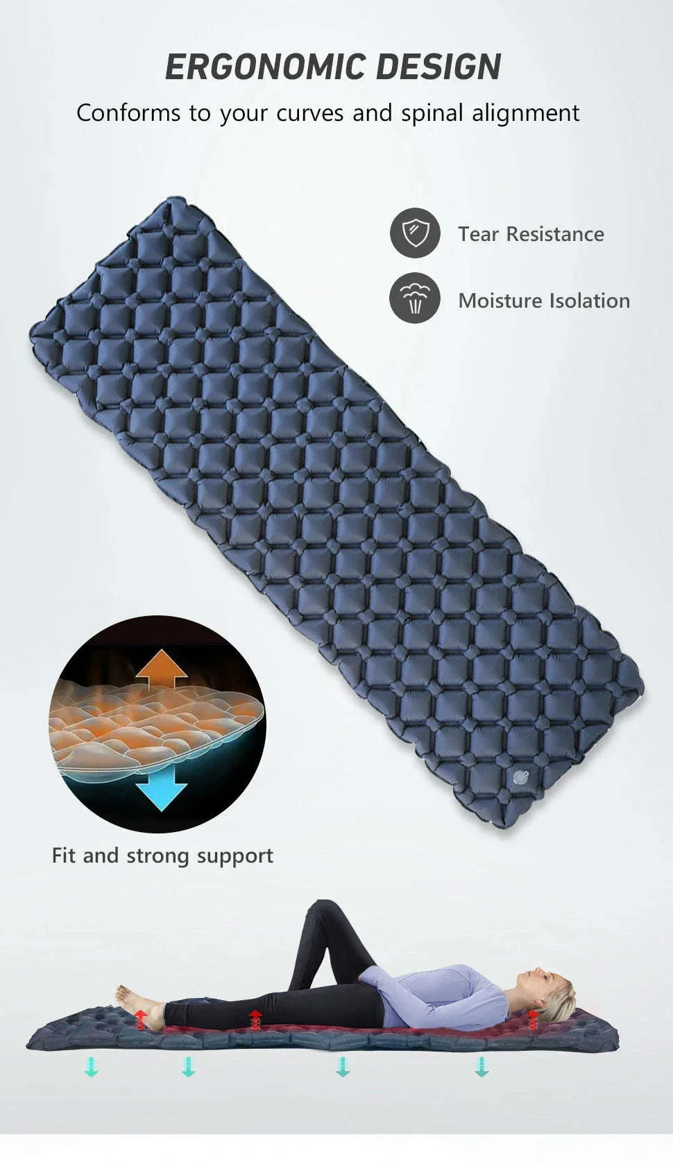 Ultralight Inflatable Camping Sleeping Pad, 550g for Travel - Image 7