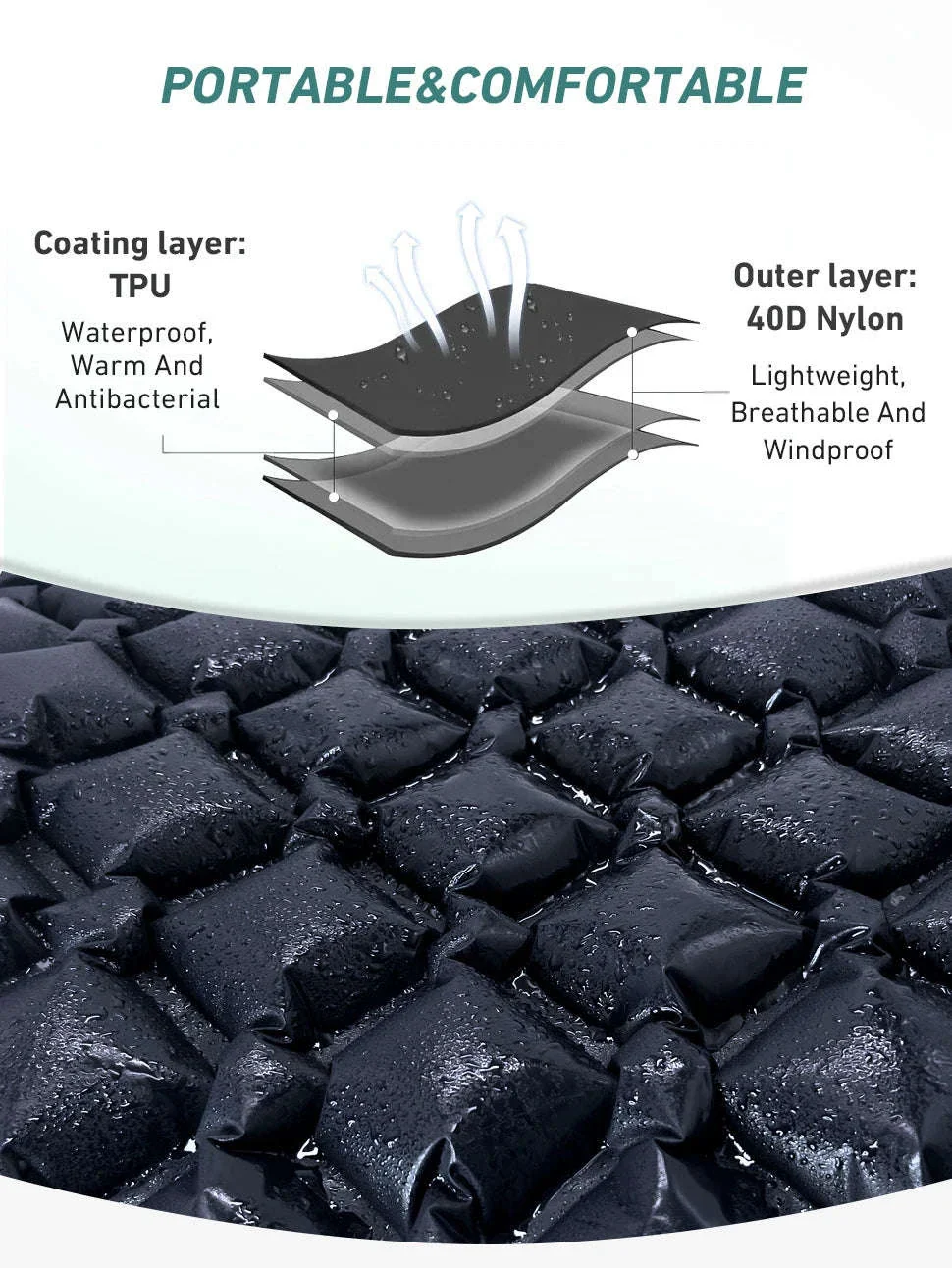 Ultralight Inflatable Camping Sleeping Pad, 550g for Travel - Image 8