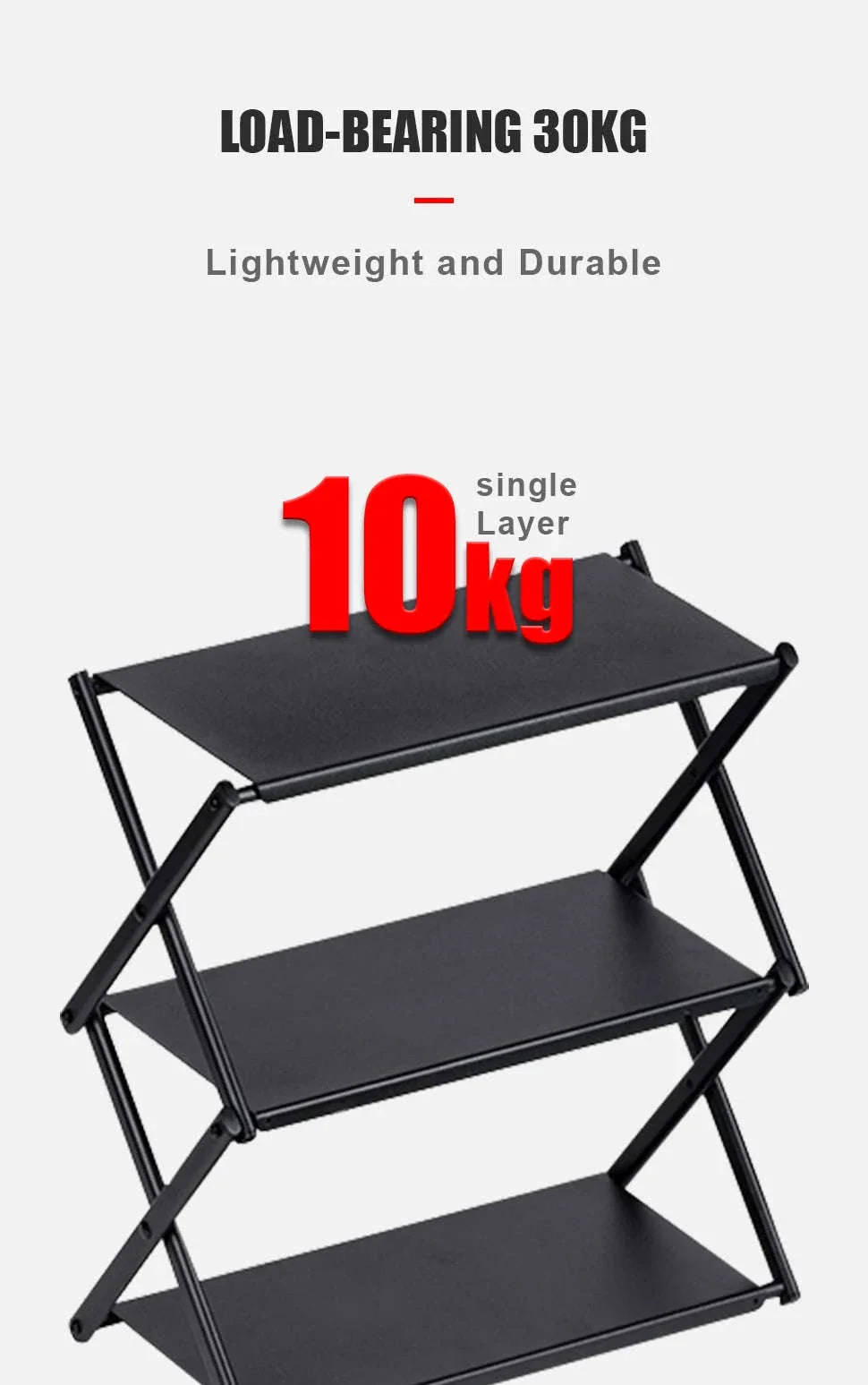 Camping Foldable Three-Tier Storage Shelf Rack for Outdoor Use - Image 10