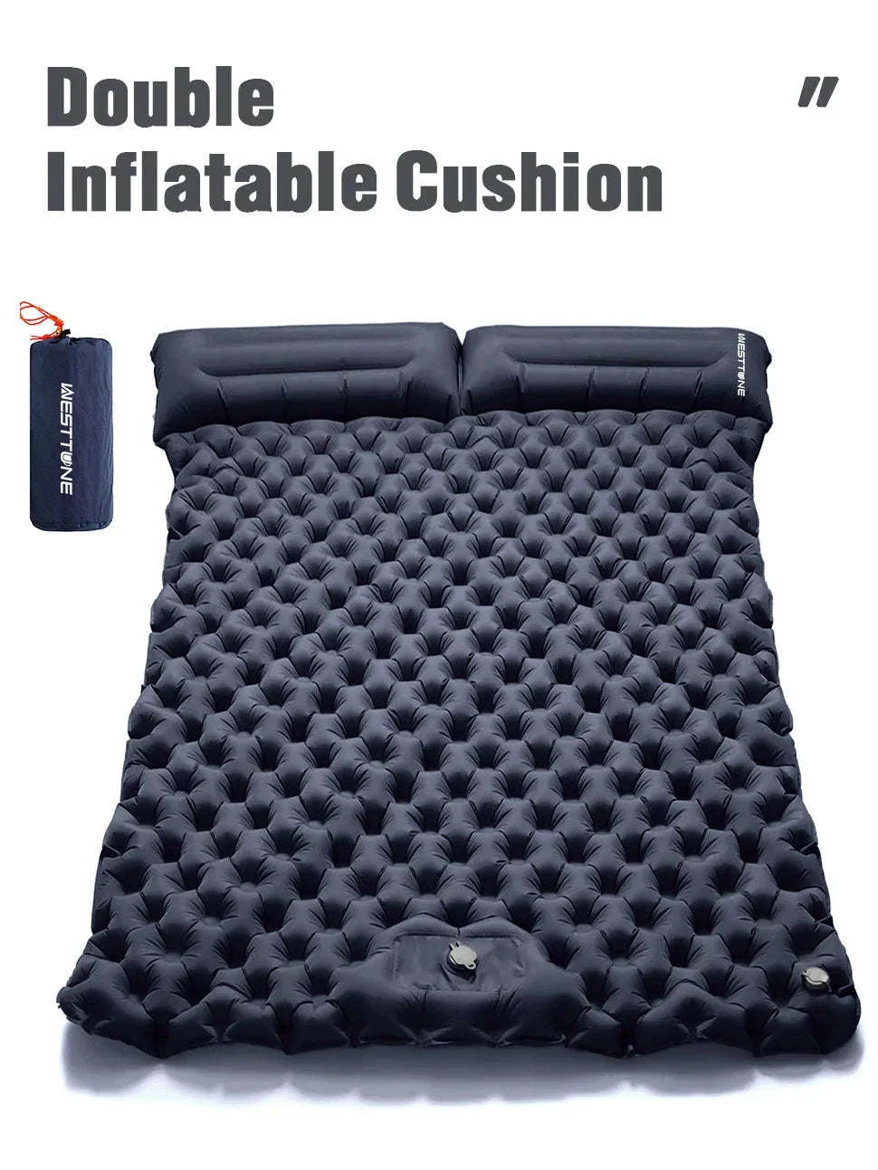 Double Inflatable Mattress with Built-in Pillow Pump for Camping - Image 7