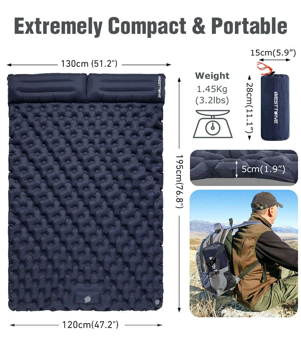 Double Inflatable Mattress with Built-in Pillow Pump for Camping - Image 8