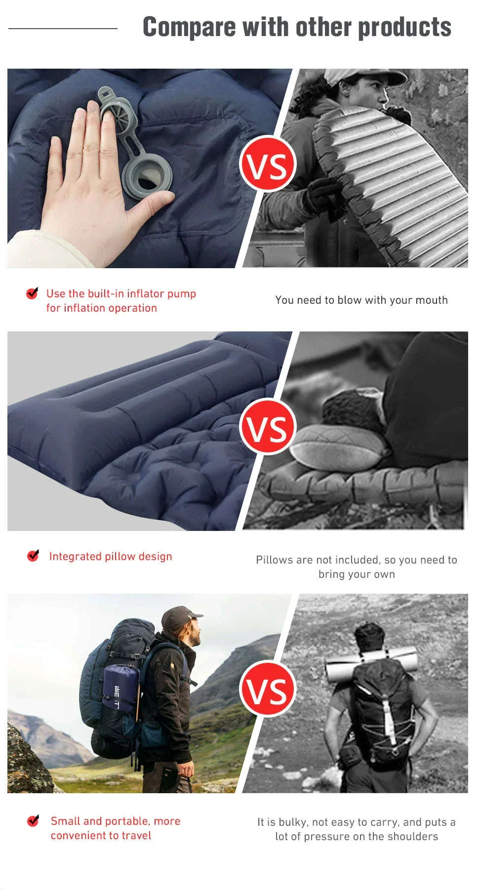 Double Inflatable Mattress with Built-in Pillow Pump for Camping - Image 9