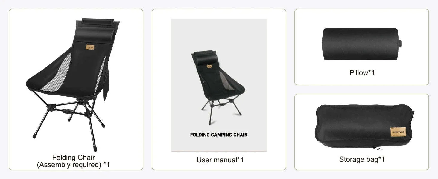 Lightweight Folding High Back Camping Chair with Head Support - Image 10