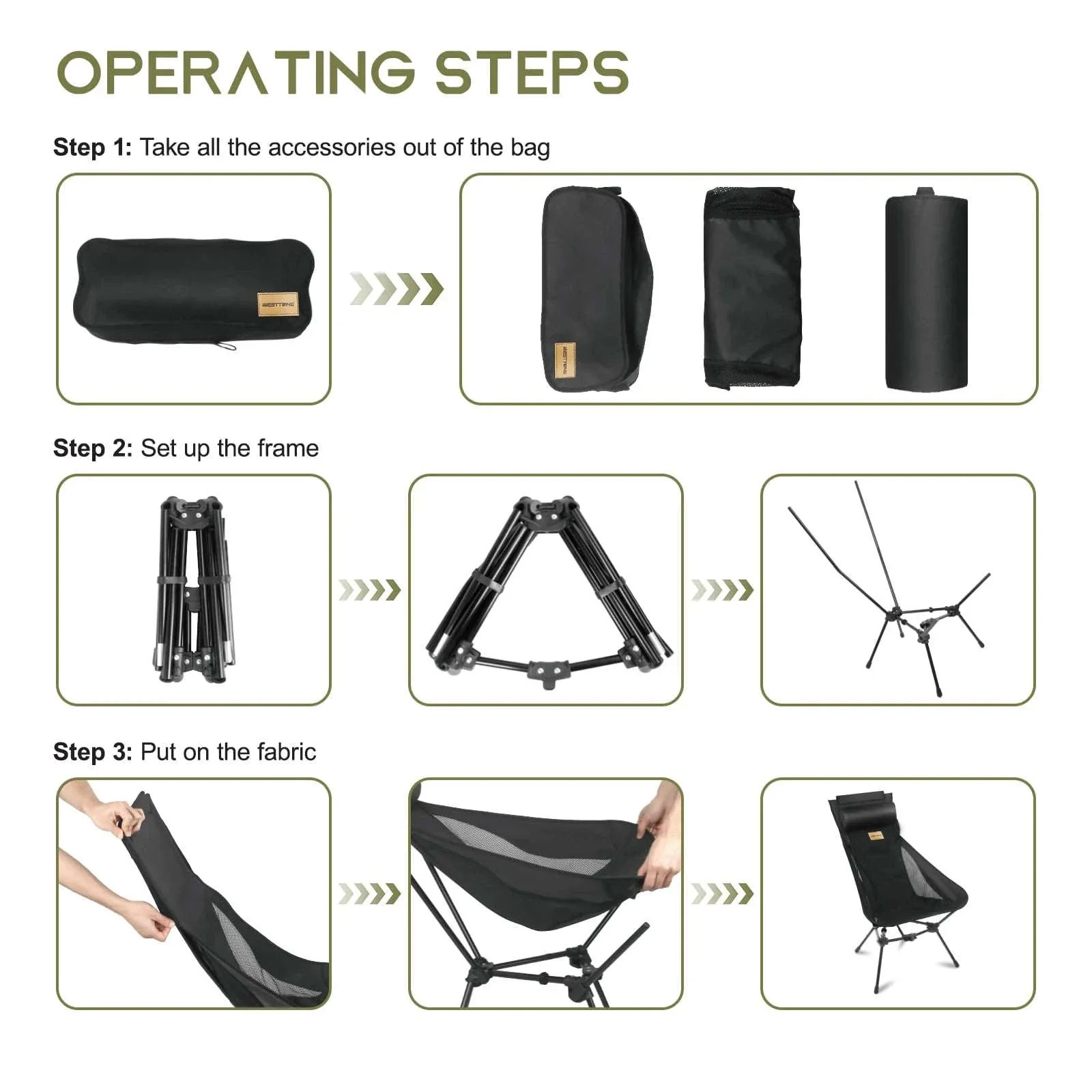 Lightweight Folding High Back Camping Chair with Head Support - Image 6