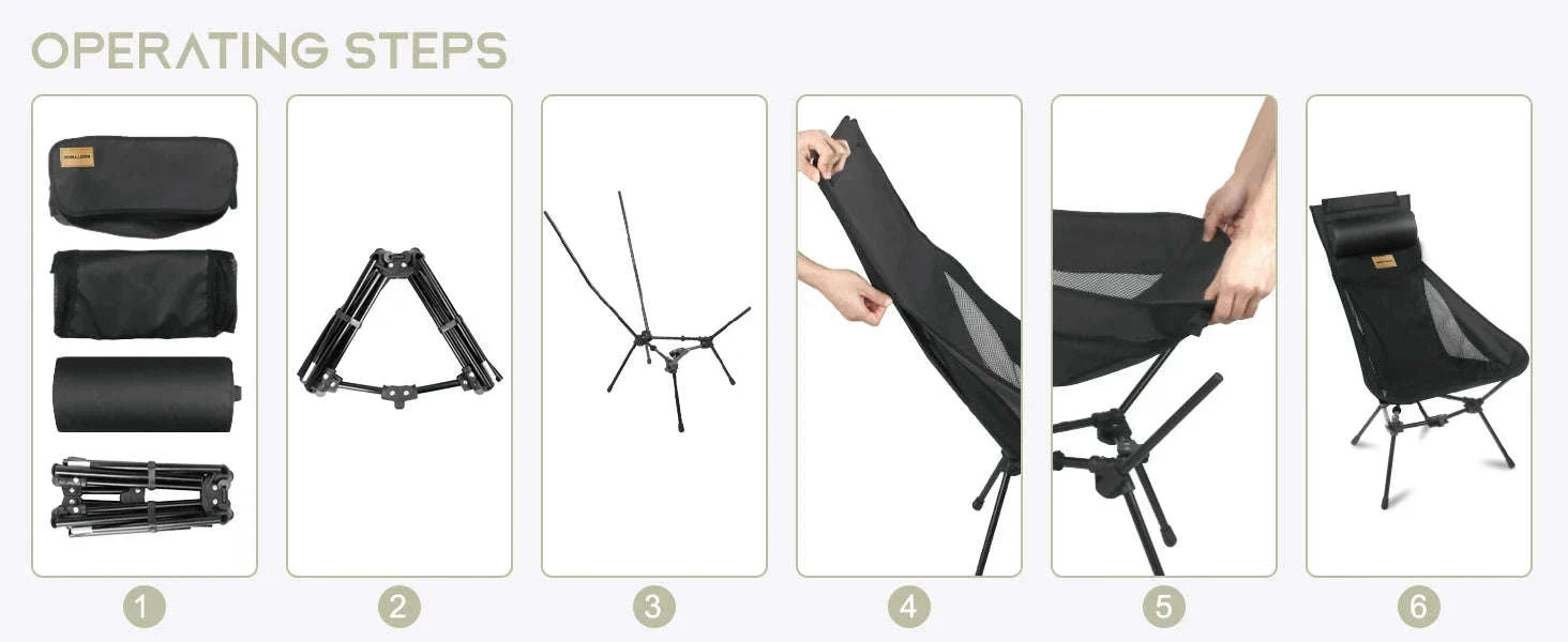 Lightweight Folding High Back Camping Chair with Head Support - Image 8