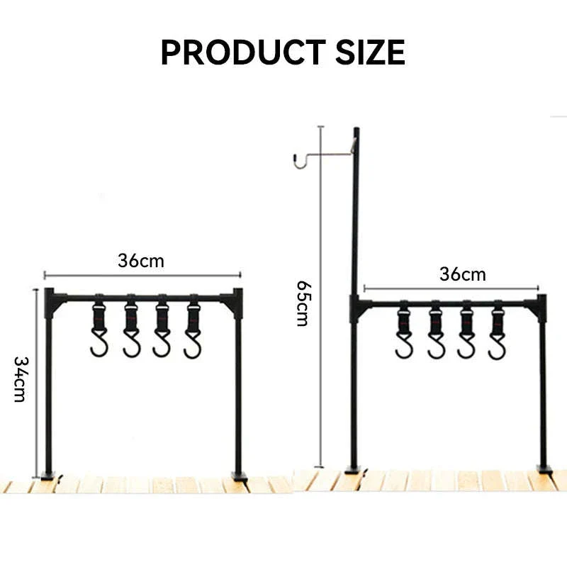 Camping Desktop Storage Rack with Hook, Aluminum Hanging Stand - Image 3