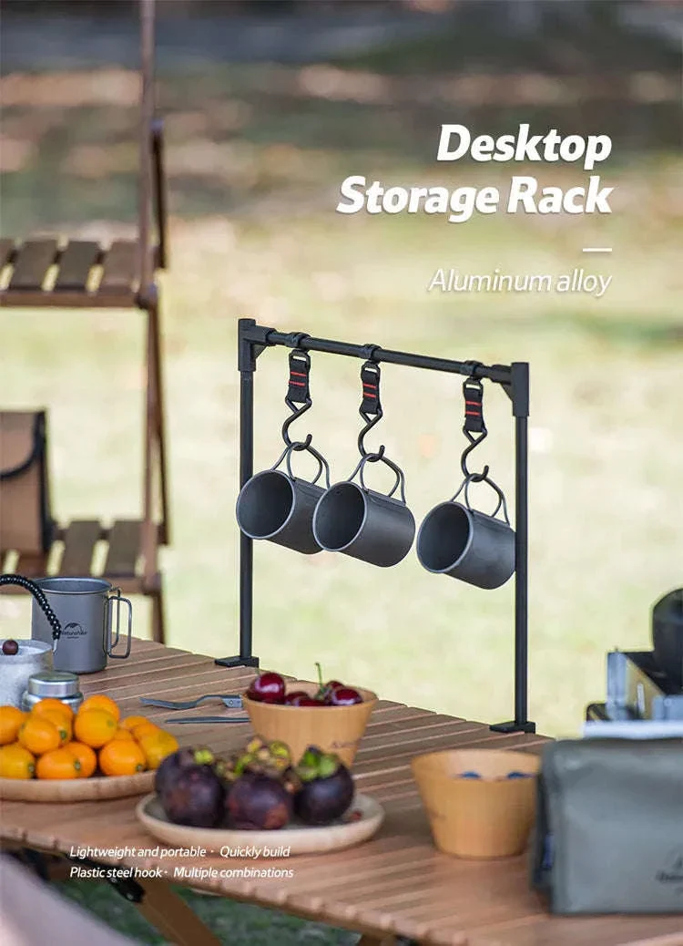 Camping Desktop Storage Rack with Hook, Aluminum Hanging Stand - Image 7