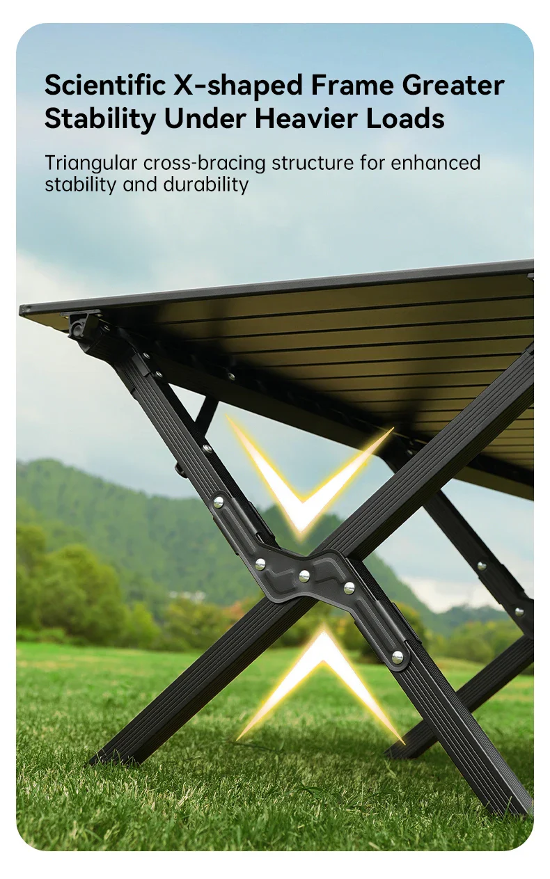 Aluminum Folding Camping Table for 6, Roll-Up Outdoor Use - Image 10