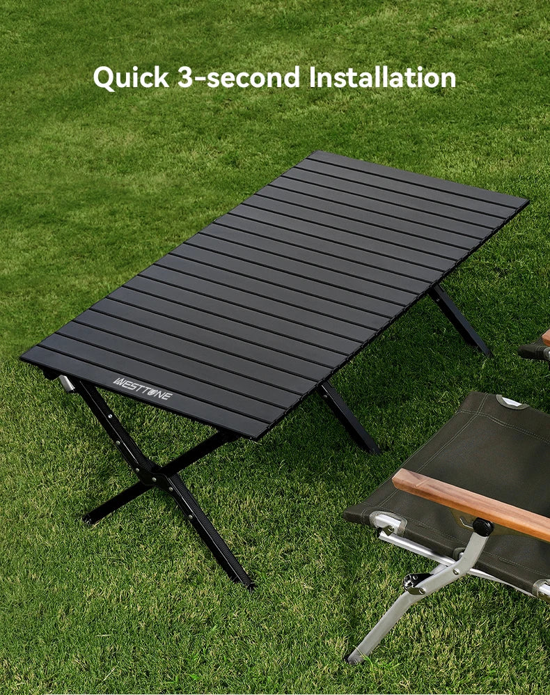 Aluminum Folding Camping Table for 6, Roll-Up Outdoor Use - Image 11