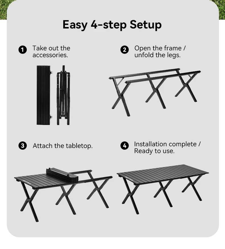 Aluminum Folding Camping Table for 6, Roll-Up Outdoor Use - Image 12