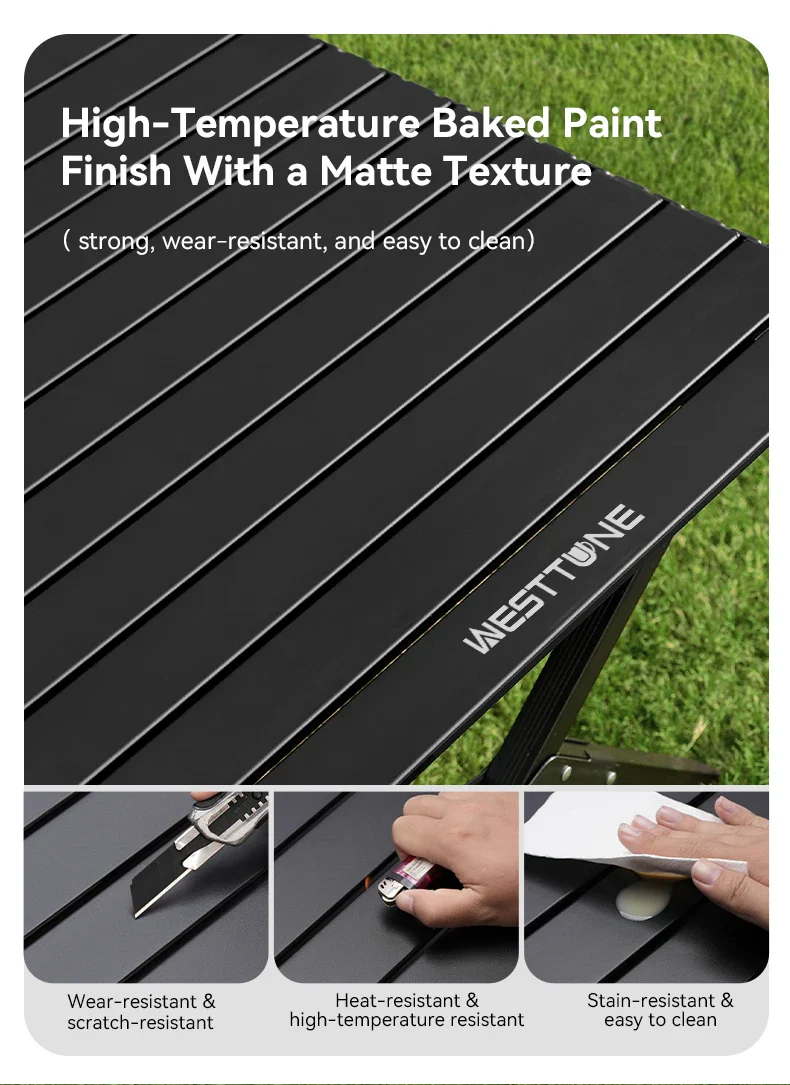 Aluminum Folding Camping Table for 6, Roll-Up Outdoor Use - Image 14