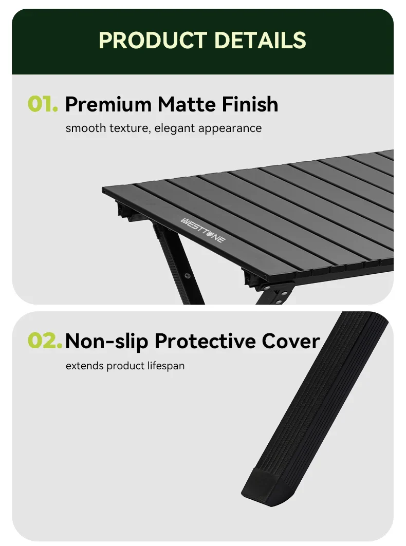 Aluminum Folding Camping Table for 6, Roll-Up Outdoor Use - Image 17