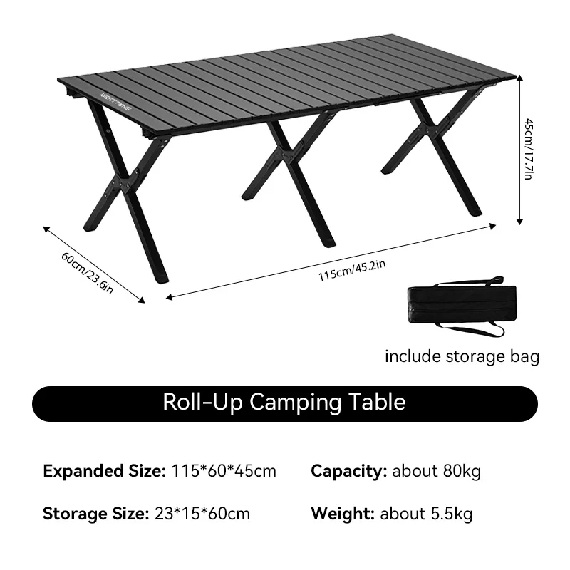 Aluminum Folding Camping Table for 6, Roll-Up Outdoor Use - Image 22