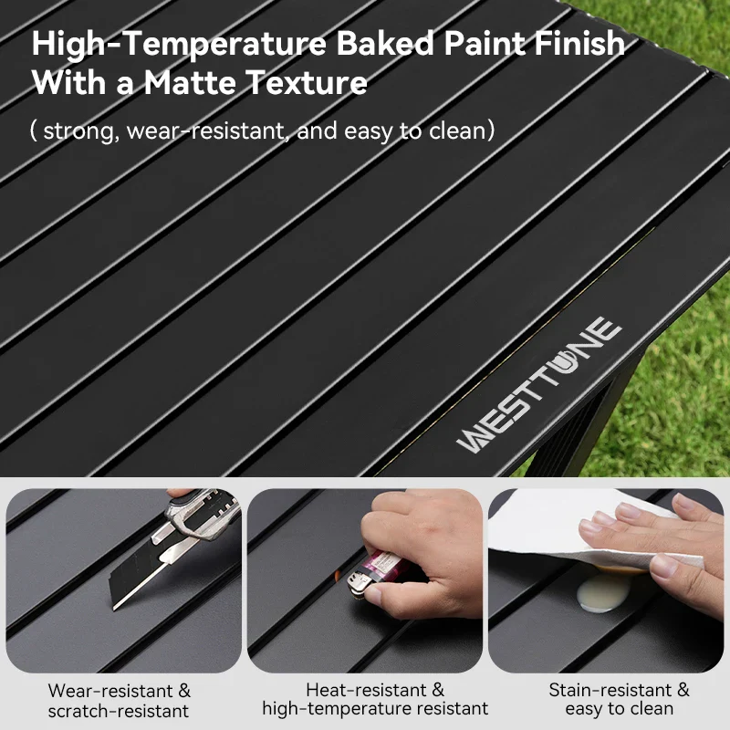 Aluminum Folding Camping Table for 6, Roll-Up Outdoor Use - Image 3