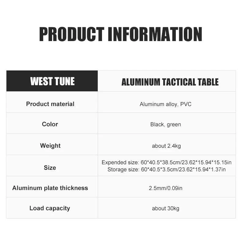 Aluminum Alloy IGT Tactical Folding Table with Adjustable Legs - Image 16