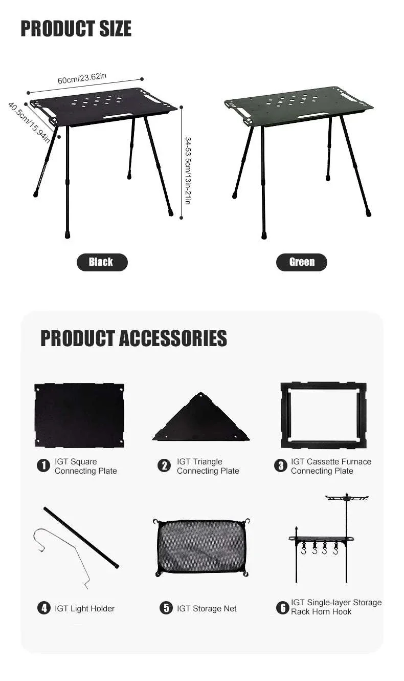 Aluminum Alloy IGT Tactical Folding Table with Adjustable Legs - Image 17