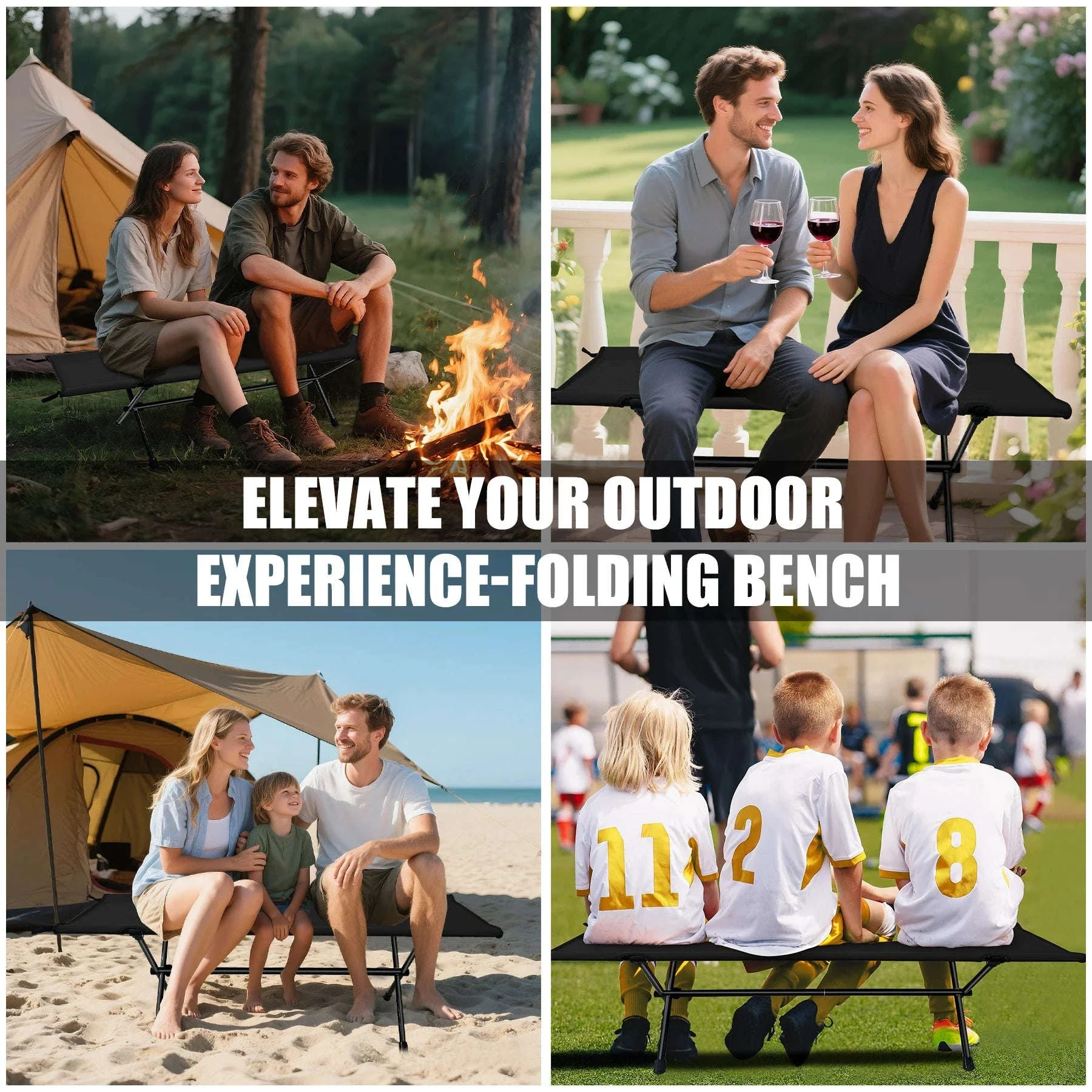 Double Camping Stool Folding Two-Person Outdoor Bench - Image 5
