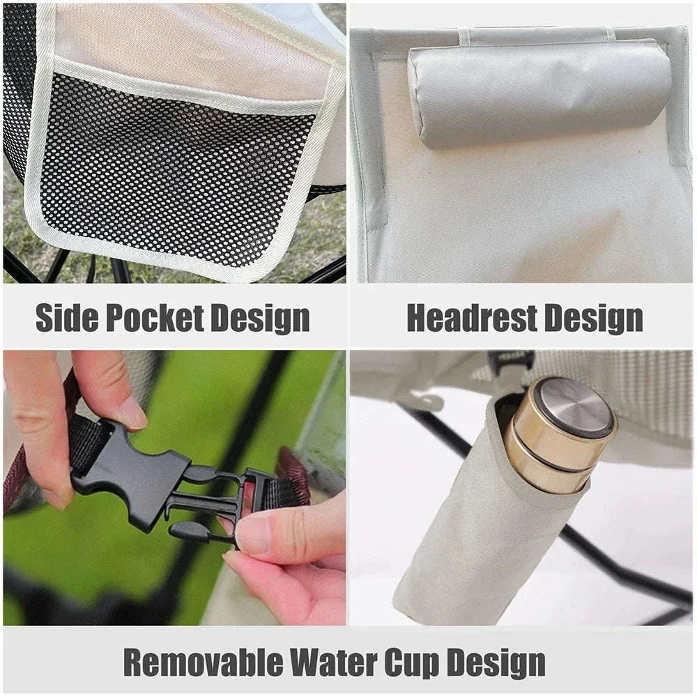 Portable Folding Camping Chair with Headrest Lightweight Aluminum Alloy - Image 4