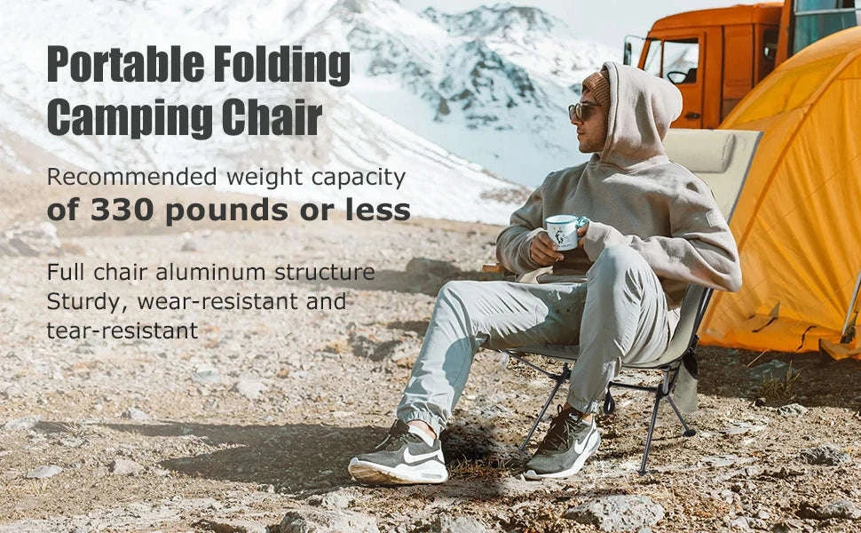 Portable Folding Camping Chair with Headrest Lightweight Aluminum Alloy - Image 8