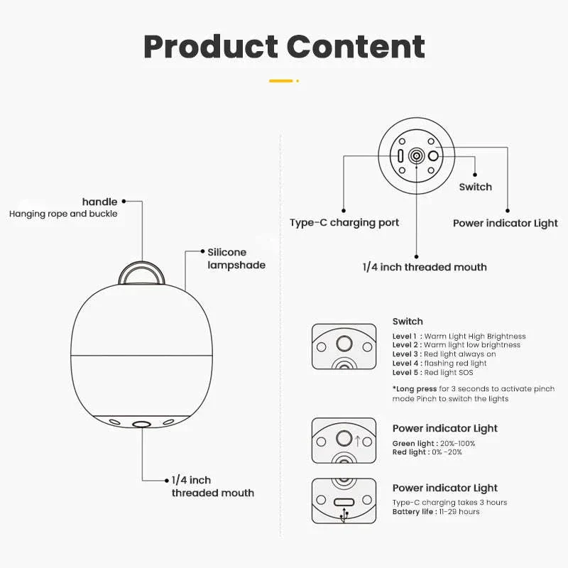 Rechargeable LED Camping Lantern for Hiking and Outdoor Use - Image 4