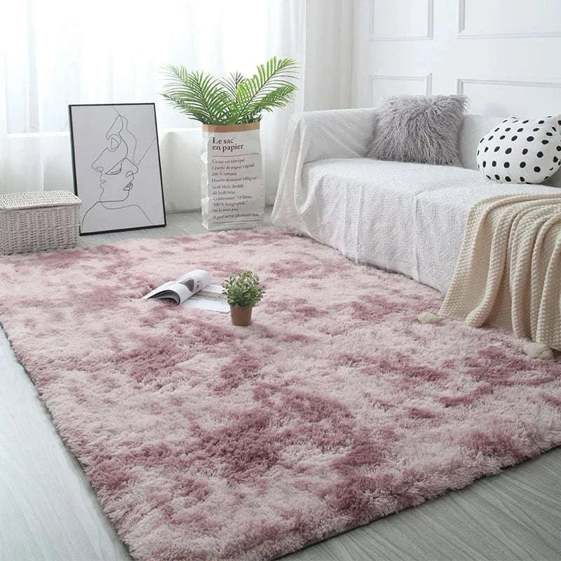 White Fluffy Pink Rug for Soft, Modern Living Room Comfort - Image 65