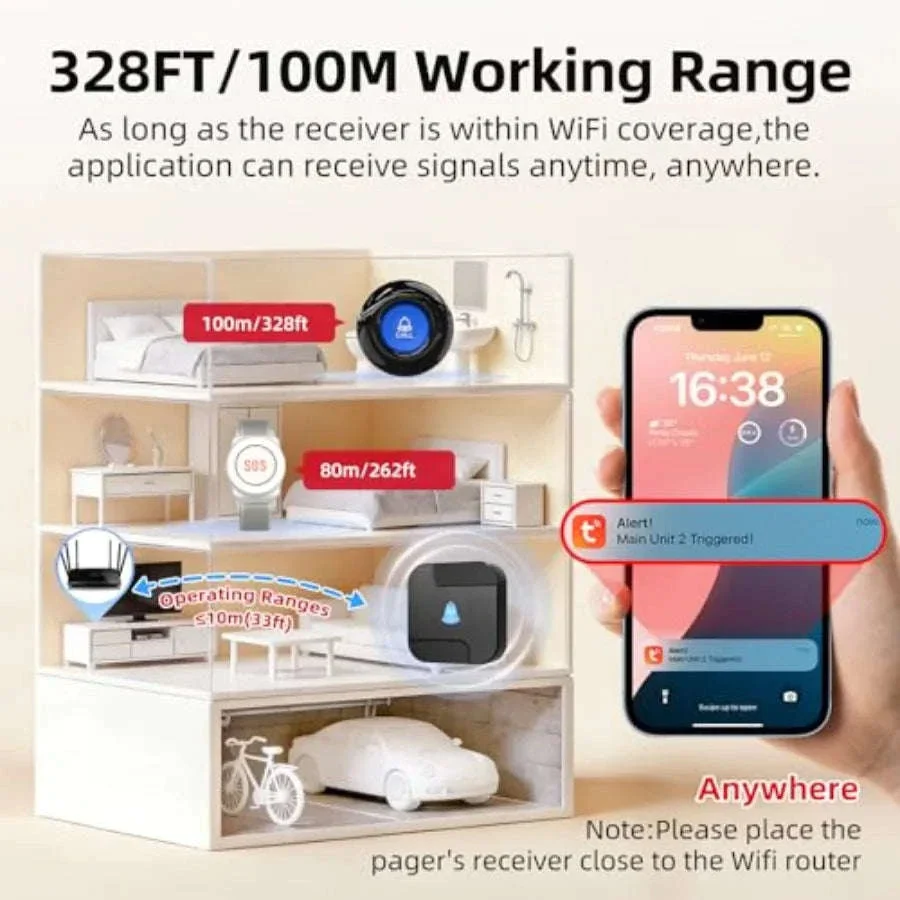 Wi-Fi Caregiver Pager Button with Two-Way Audio for Elderly - Image 9