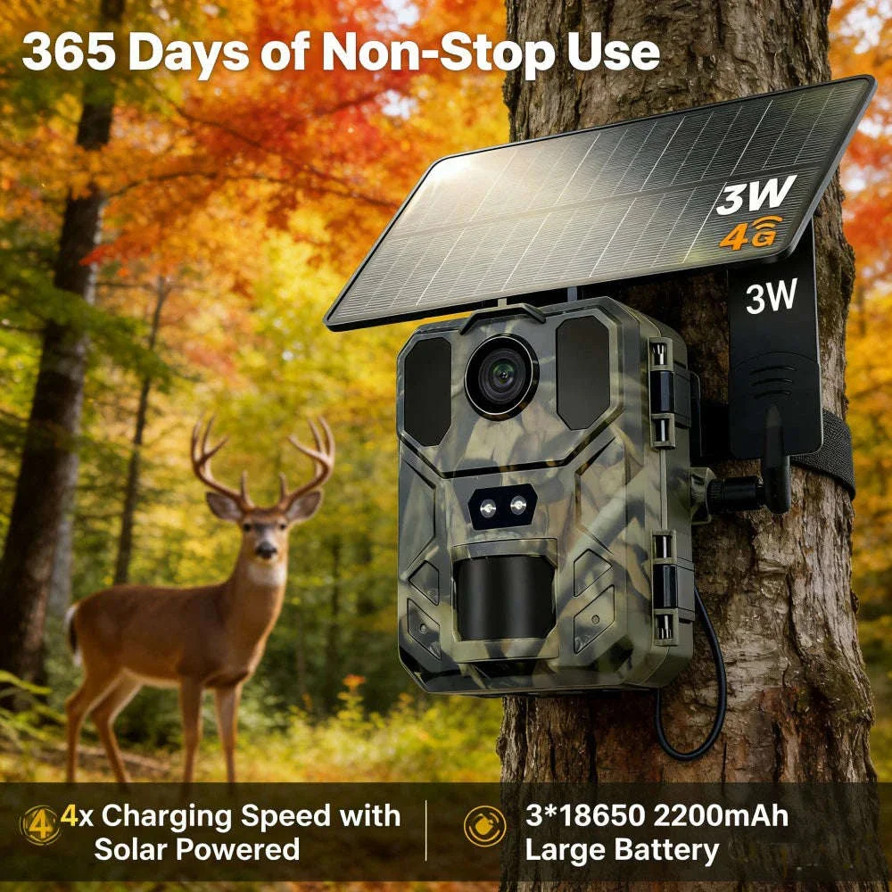 4G Solar Trail Camera with 30MP 2K Live Feed and Night Vision - Image 2